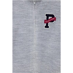 Erkek Çocuk Gri Melanj Fermuarlı Triko Hırka