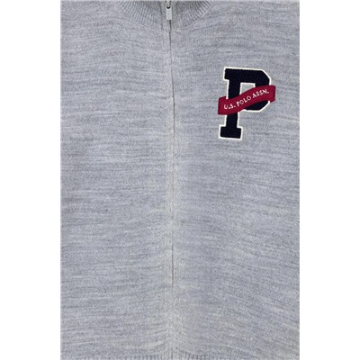 Erkek Çocuk Gri Melanj Fermuarlı Triko Hırka