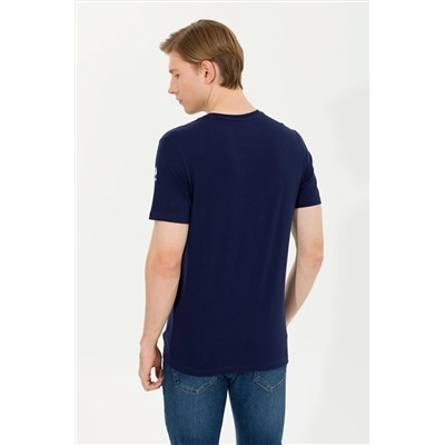 Erkek Lacivert Basic Bisiklet Yaka Tişört