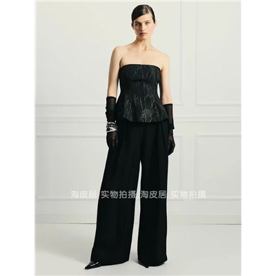 Женский топ из фактурной ткани со съёмными бретелями, экспорт в Россию ЗАРИН*А