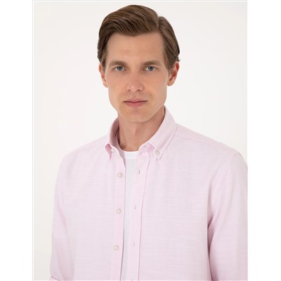 Nar Çiçeği Slim Fit Uzun Kollu Gömlek