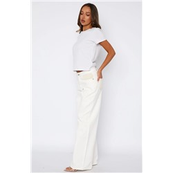Amira Mid Rise Wide Leg Jeans White/Cream