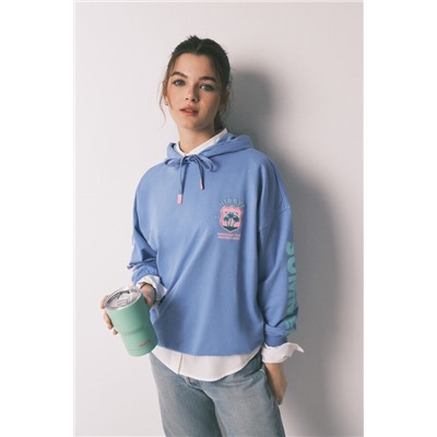 Sudadera capucha felpa algodón azul