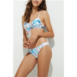 Top biquini estampado plisado