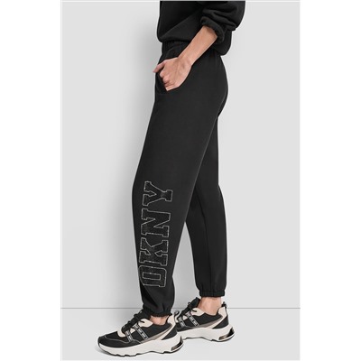 EXPLODED RHINESTONE VARISTY LOGO HIGH RISE RELAXED