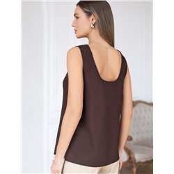 Свободный топ с U-вырезом изо льна с вискозой по косой