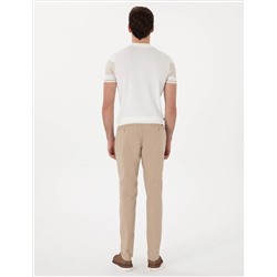 Bej Slim Fit Keten Görünümlü Kanvas Pantolon