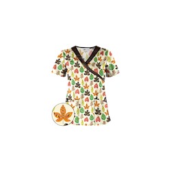 UA Leaf Of Faith Espresso Mock Wrap Scrub Top