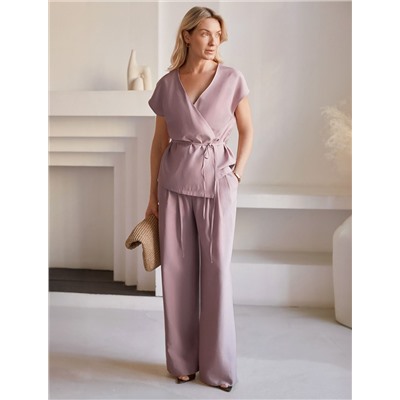 Брюки палаццо с защипами из плотного лиоцелла