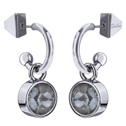Серьги Теннис (кристаллы SW дымчато-серые 8мм; покрытие родий), Есть комплект