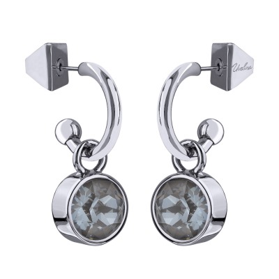 Серьги Теннис (кристаллы SW дымчато-серые 8мм; покрытие родий), Есть комплект