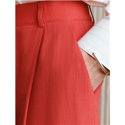 Свободные брюки палаццо на эластичном поясе изо льна с вискозой