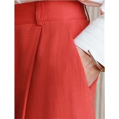 Свободные брюки палаццо на эластичном поясе изо льна с вискозой