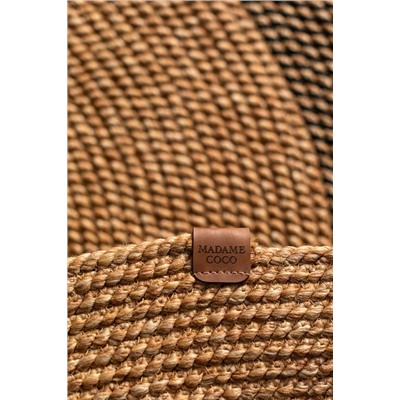 Alsace Yuvarlak Kilim - Naturel/Siyah - 120 cm