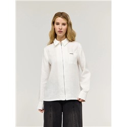 Белая рубашка изо льна на молнии