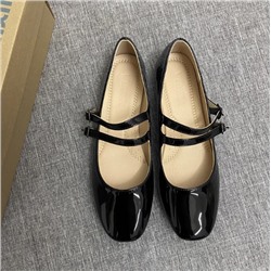 Ретро блестящие туфли на плоской подошве с квадратным носком для женщин