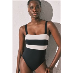 Bañador bandeau moldeador color block B&W