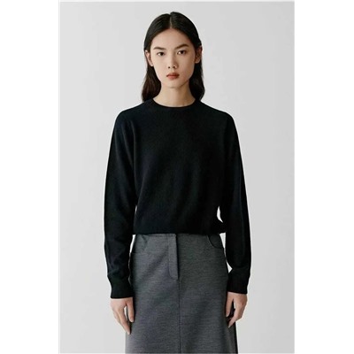 Женский кашемировый пуловер с круглым вырезом АЙСИК*Л