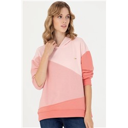 Kadın Somon Kapüşonlu Sweatshirt