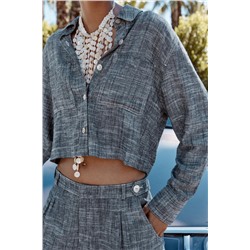 CAMISA CROP BOLSILLOS