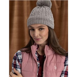 LADIES POM POM FLEECE BEANIE AND GLOVE SET