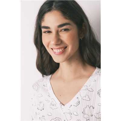 Pijama largo canalé soft blanco estampado Moomin