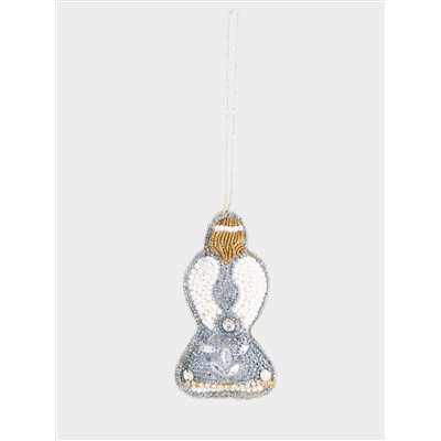 Игрушка елочная, 10 см, бисер/полифилл, бело-голубая, Ангел, New year