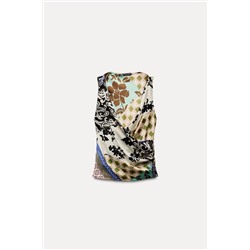 PATCHWORK PRINT SATIN TOP