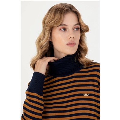 Kadın Lacivert Balıkçı Yaka Kazak