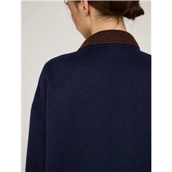 Синее полупальто оверсайз