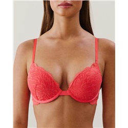 Sujetador ultra push-up de encaje rosa