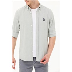 Erkek Haki Uzun Kollu Gömlek