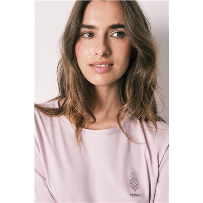 Pijama 100% algodón rosa estampado sellos