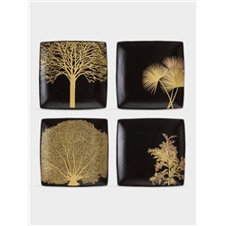 Тарелка, 21х21 см, 4 шт, керамика, черный, Singapore