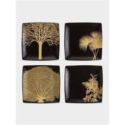 Тарелка, 21х21 см, 4 шт, керамика, черный, Singapore