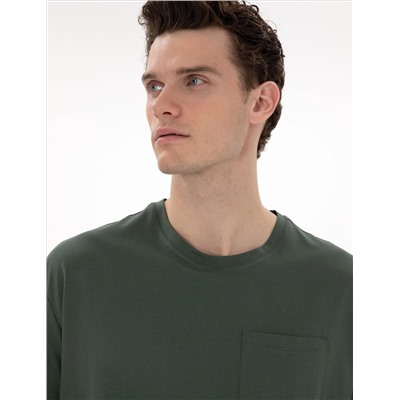 Koyu Yeşil Comfort Fit Basic Tişört