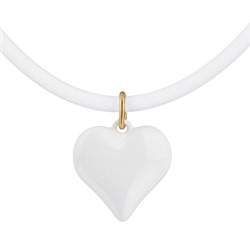 Колье-чокер Сердцебиение (2, 5см, эмаль белая, каучук белый; золото) 47-52см, Есть комплект