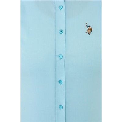 Kadın Turkuaz Uzun Kollu Basic Gömlek