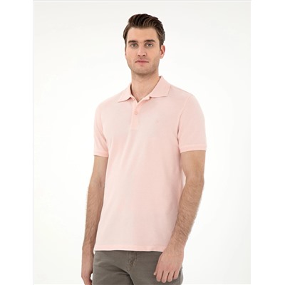 Pudra Slim Fit %100 Pamuk Polo Yaka Basic Tişört