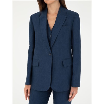 Lacivert Regular Fit Keten Ceket
