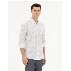 Lacivert Slim Fit Uzun Kollu Gömlek