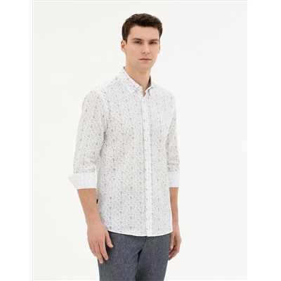 Lacivert Slim Fit Uzun Kollu Gömlek