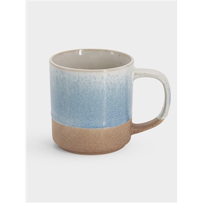 Кружка, 370 мл, керамика, бежево-голубая, в крапинку, Azurro