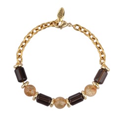 Браслет Терра (раухтопаз, цитрин 10мм; покрытие золото) 16-21см, Есть комплект