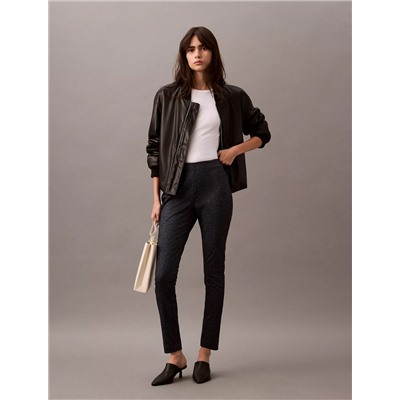 Ponte Herringbone Print Skinny Fit Pants