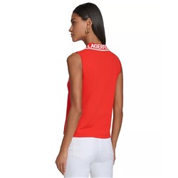 KARL LAGERFELD PARIS Women's Sleeveless Logo Polo Sweater