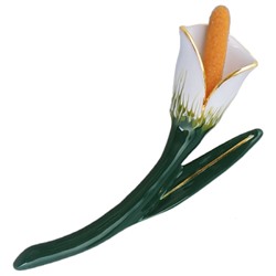 Брошь Калла (эмаль белая, зеленая; покрытие золото), Есть комплект