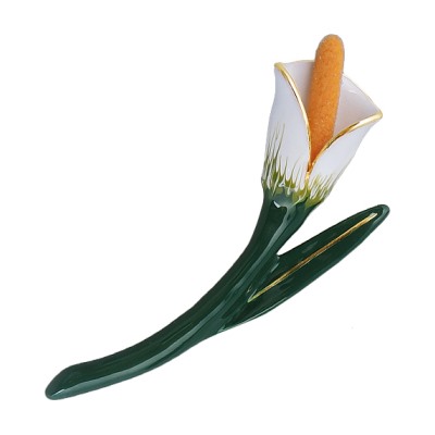 Брошь Калла (эмаль белая, зеленая; покрытие золото), Есть комплект