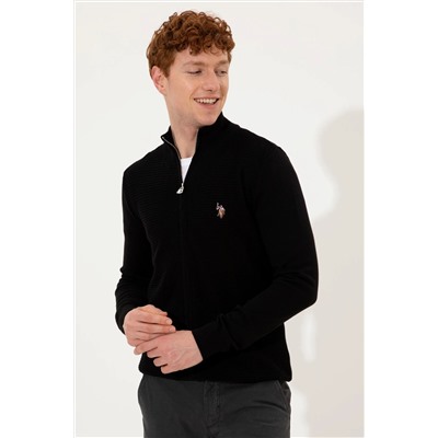 Erkek Siyah Basic Triko Hırka