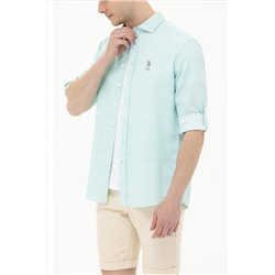 Erkek Mint Uzun Kollu Gömlek